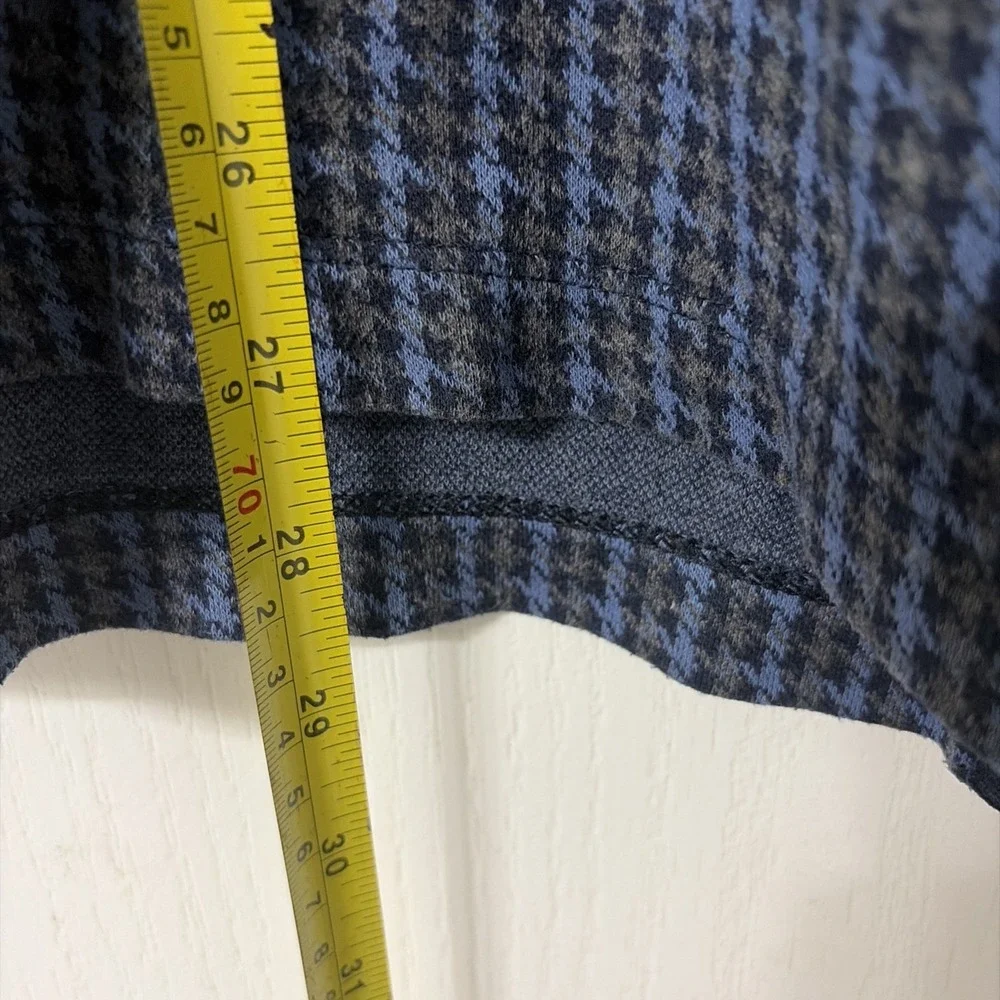 Banana Republic Polo Shirt Mens XL Blu Houndstooth Short Sleeve Knit Soft Cotton